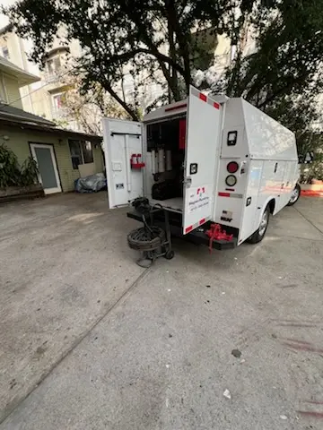 Magnet Plumbing service vehicle on-site for Sewer Line Repair in Golf and Sea Village of Apollo Beach